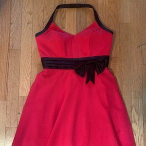 Hot Pink & Black Detail Chiffon Halter Dress